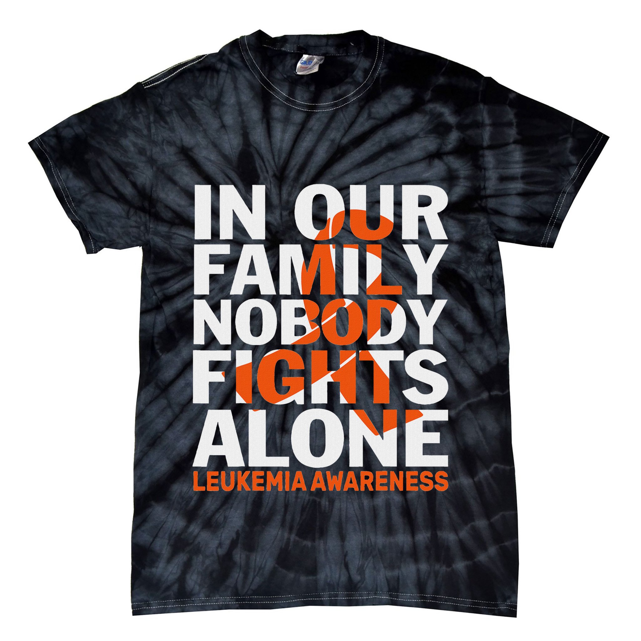 Orange Ribbon For Leukemia Awareness Family Support Tie-Dye T-Shirt