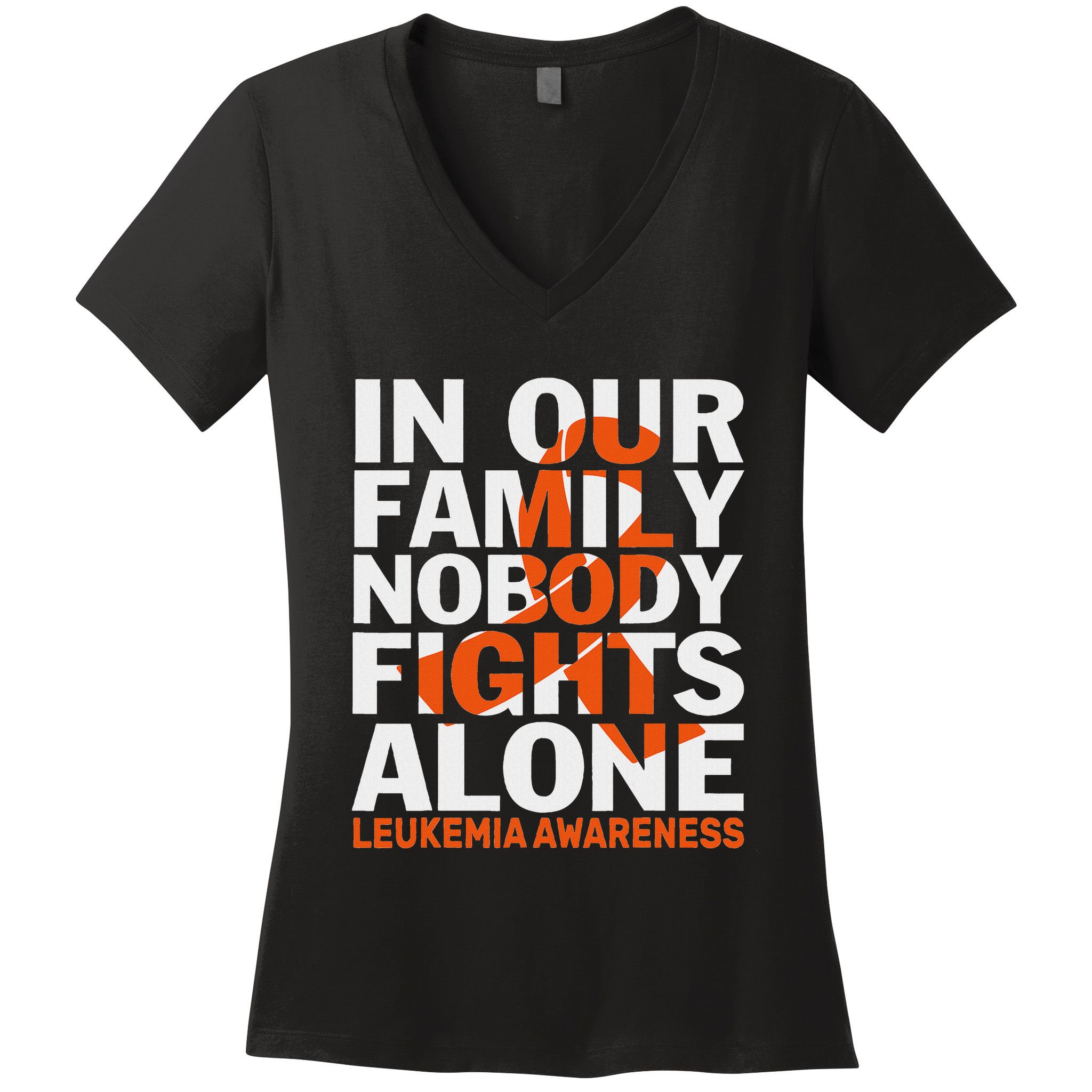 Orange Ribbon For Leukemia Awareness Family Support Women's V-Neck T-Shirt
