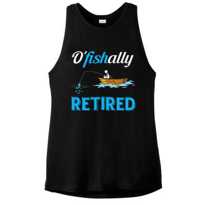 OFishally Retired Funny Fisherman Retirement Gift Ladies PosiCharge Tri-Blend Wicking Tank