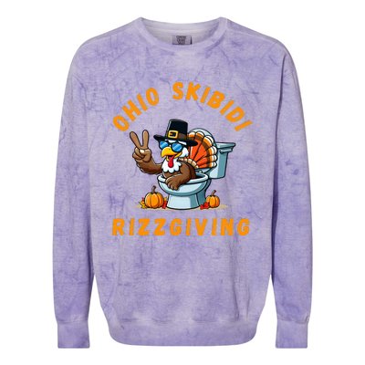 Ohio Rizzgiving Funny Thanksgiving Rizz Gyatt Rizz Colorblast Crewneck Sweatshirt