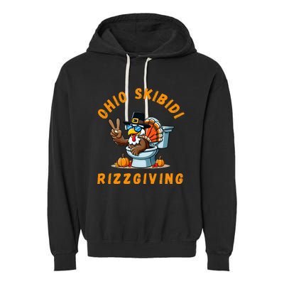 Ohio Rizzgiving Funny Thanksgiving Rizz Gyatt Rizz Garment-Dyed Fleece Hoodie