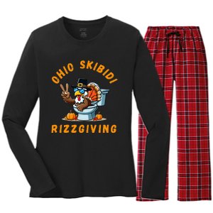 Ohio Rizzgiving Funny Thanksgiving Rizz Gyatt Rizz Women's Long Sleeve Flannel Pajama Set 