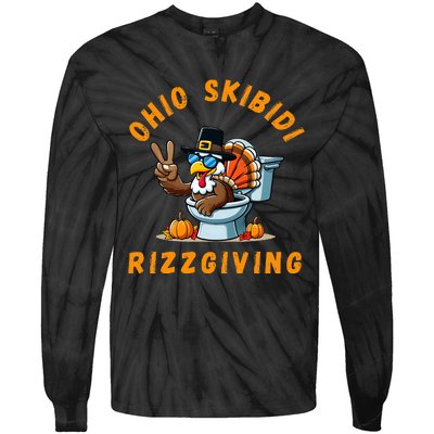 Ohio Rizzgiving Funny Thanksgiving Rizz Gyatt Rizz Tie-Dye Long Sleeve Shirt