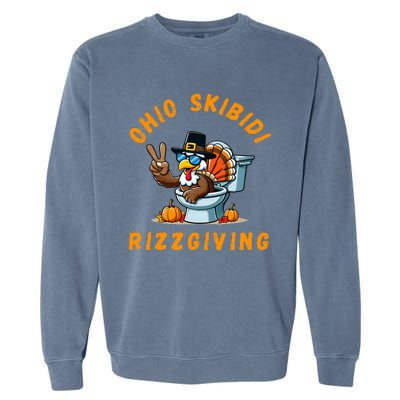 Ohio Rizzgiving Funny Thanksgiving Rizz Gyatt Rizz Garment-Dyed Sweatshirt