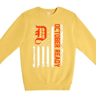 October Ready For Playoff Us Flag Matching Tiger Souvenir Premium Crewneck Sweatshirt