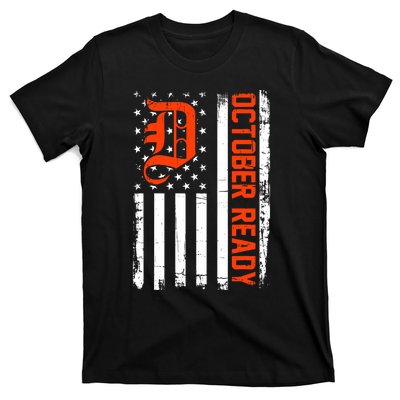 October Ready For Playoff Us Flag Matching Tiger Souvenir T-Shirt