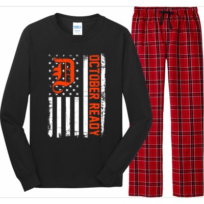 October Ready For Playoff Us Flag Matching Tiger Souvenir Long Sleeve Pajama Set