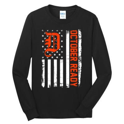 October Ready For Playoff Us Flag Matching Tiger Souvenir Tall Long Sleeve T-Shirt