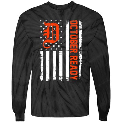 October Ready For Playoff Us Flag Matching Tiger Souvenir Tie-Dye Long Sleeve Shirt