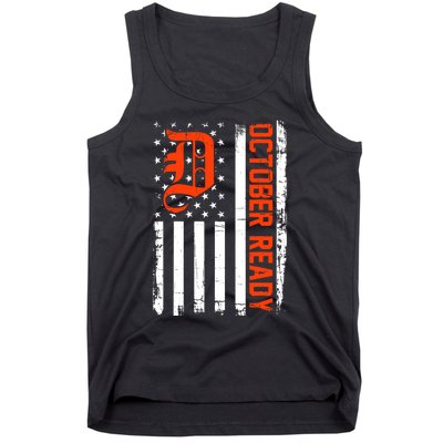 October Ready For Playoff Us Flag Matching Tiger Souvenir Tank Top