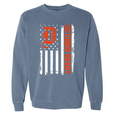 October Ready For Playoff Us Flag Matching Tiger Souvenir Garment-Dyed Sweatshirt