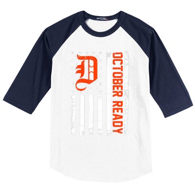 October Ready For Playoff Us Flag Matching Tiger Souvenir Baseball Sleeve Shirt