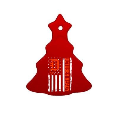 October Ready For Playoff Us Flag Matching Tiger Souvenir Ceramic Tree Ornament