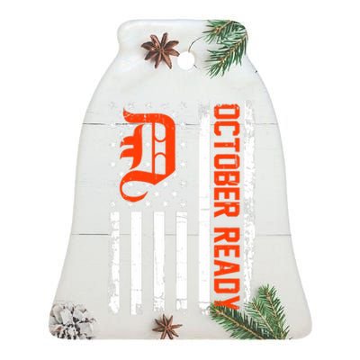 October Ready For Playoff Us Flag Matching Tiger Souvenir Ceramic Bell Ornament