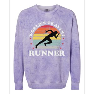 Okayest Runner Funny Running Colorblast Crewneck Sweatshirt