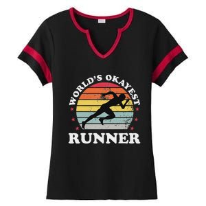 Okayest Runner Funny Running Ladies Halftime Notch Neck Tee