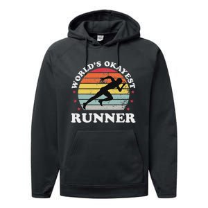 Okayest Runner Funny Running Performance Fleece Hoodie