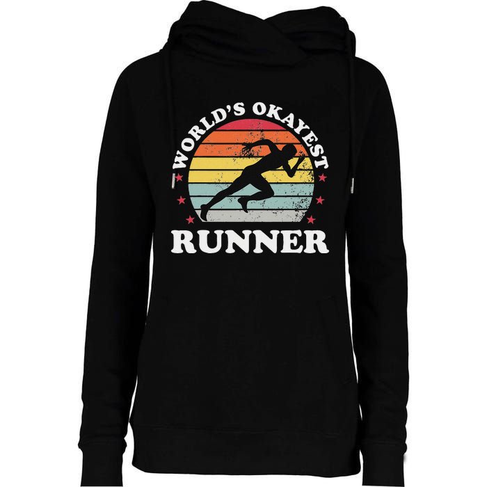 Okayest Runner Funny Running Womens Funnel Neck Pullover Hood