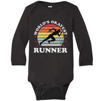 Okayest Runner Funny Running Baby Long Sleeve Bodysuit