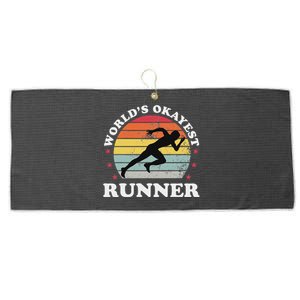 Okayest Runner Funny Running Large Microfiber Waffle Golf Towel