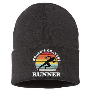 Okayest Runner Funny Running Sustainable Knit Beanie