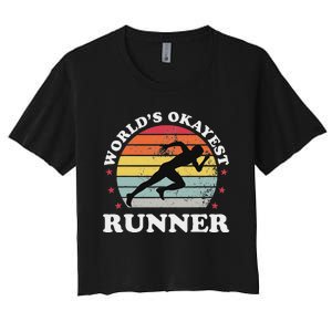 Okayest Runner Funny Running Women's Crop Top Tee