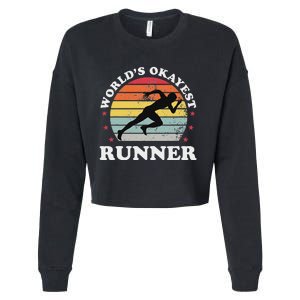 Okayest Runner Funny Running Cropped Pullover Crew