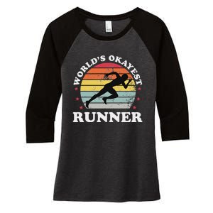 Okayest Runner Funny Running Women's Tri-Blend 3/4-Sleeve Raglan Shirt