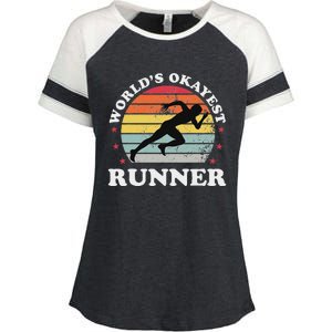 Okayest Runner Funny Running Enza Ladies Jersey Colorblock Tee