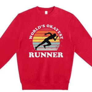 Okayest Runner Funny Running Premium Crewneck Sweatshirt