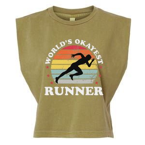 Okayest Runner Funny Running Garment-Dyed Women's Muscle Tee