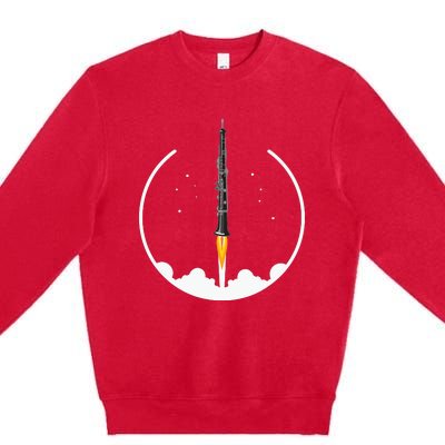 OBOE Rocket Funny Oboist Gift Funny Oboe Premium Crewneck Sweatshirt