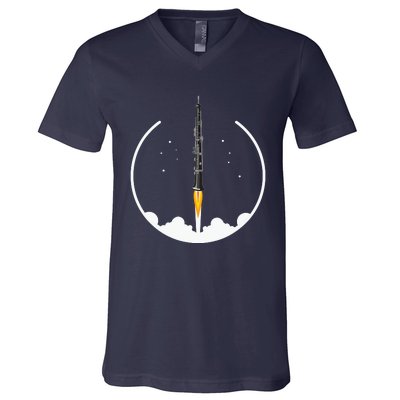 OBOE Rocket Funny Oboist Gift Funny Oboe V-Neck T-Shirt