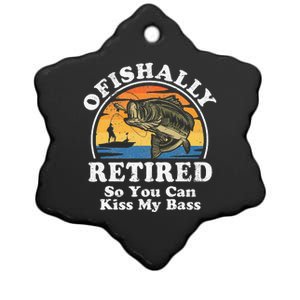 Ofishally Retired Funny Bass Fishing Retirement Gift For Men Ceramic Star Ornament