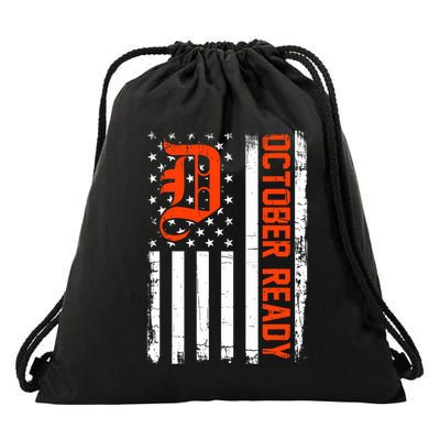 October Ready For Playoff Us Flag Matching Tiger Souvenir Drawstring Bag