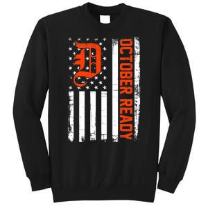 October Ready For Playoff Us Flag Matching Tiger Souvenir Tall Sweatshirt