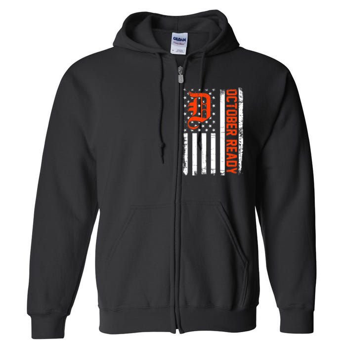 October Ready For Playoff Us Flag Matching Tiger Souvenir Full Zip Hoodie