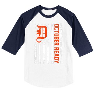 October Ready For Playoff Us Flag Matching Tiger Souvenir Baseball Sleeve Shirt