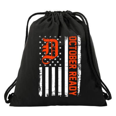 October Ready For Playoff Us Flag Matching Tiger Souvenir Drawstring Bag