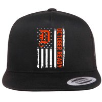 October Ready For Playoff Us Flag Matching Tiger Souvenir Flat Bill Trucker Hat