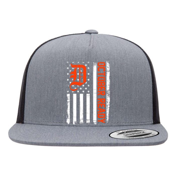 October Ready For Playoff Us Flag Matching Tiger Souvenir Flat Bill Trucker Hat