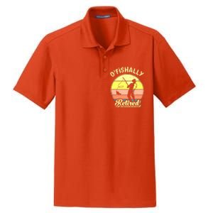 Ofishally Retired Fishing Retirement Dry Zone Grid Polo