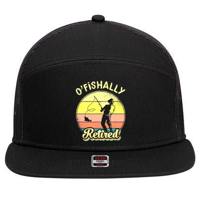 Ofishally Retired Fishing Retirement 7 Panel Mesh Trucker Snapback Hat