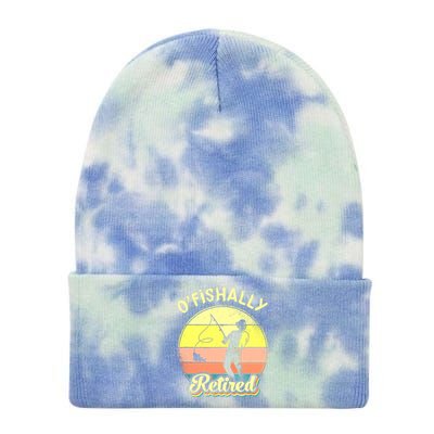 Ofishally Retired Fishing Retirement Tie Dye 12in Knit Beanie