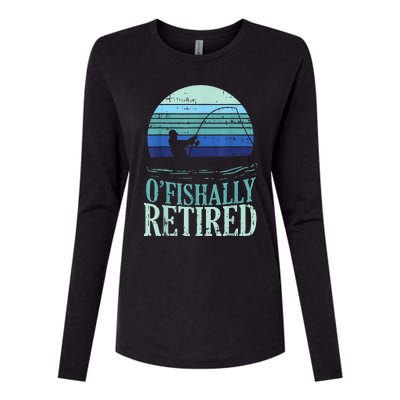 Ofishally Retired Fishing Retro Retirement Dad  Gift Womens Cotton Relaxed Long Sleeve T-Shirt