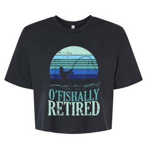 Ofishally Retired Fishing Retro Retirement Dad  Gift Bella+Canvas Jersey Crop Tee