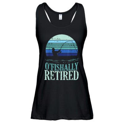 Ofishally Retired Fishing Retro Retirement Dad  Gift Ladies Essential Flowy Tank