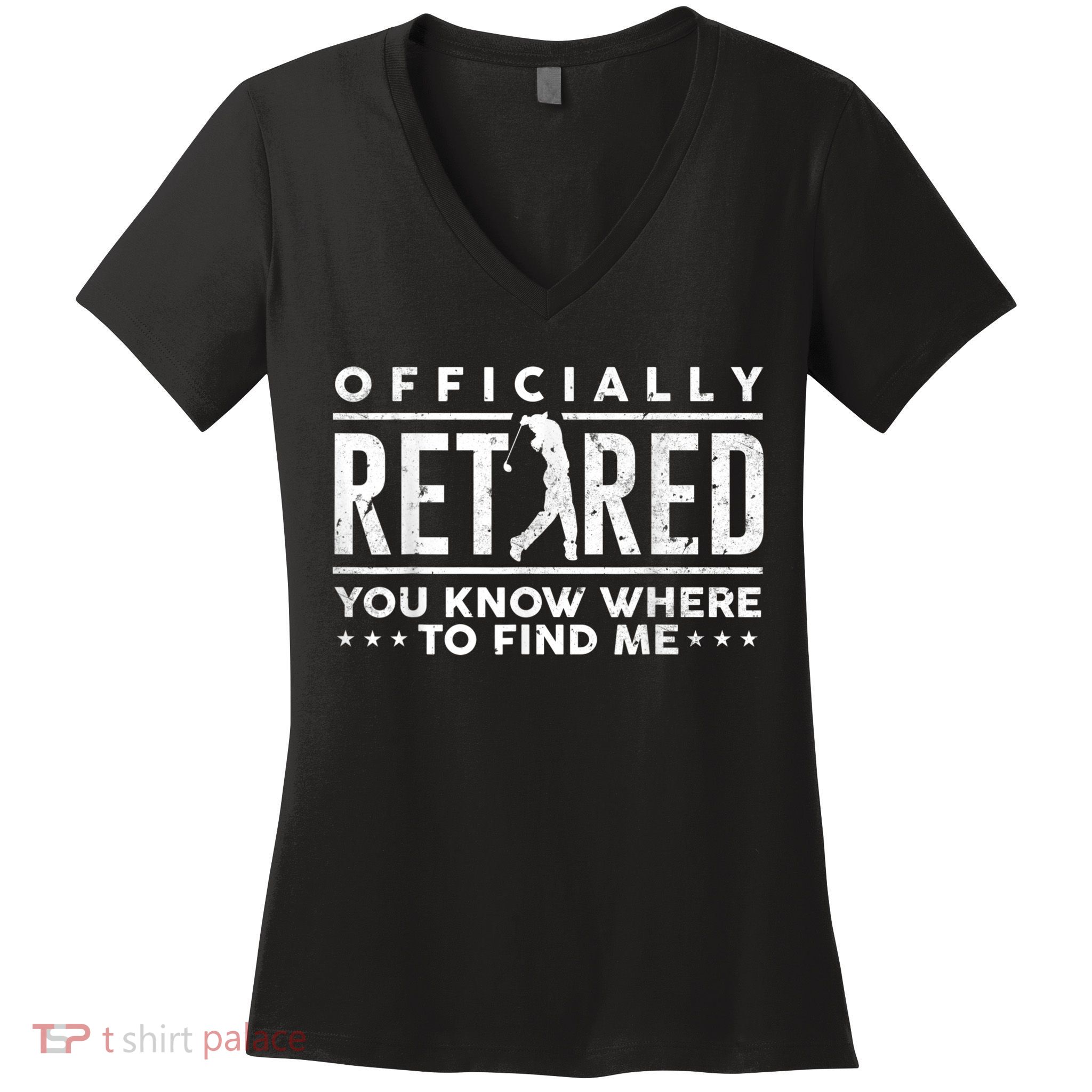 Officially Retired Golf Dad Golfing Retirement Golfer Women's V-Neck T-Shirt