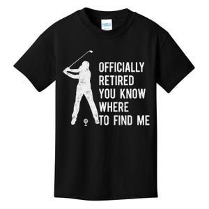 Officially Retired Gift Golf Dad Golfing Retirement Golfer Kids T-Shirt