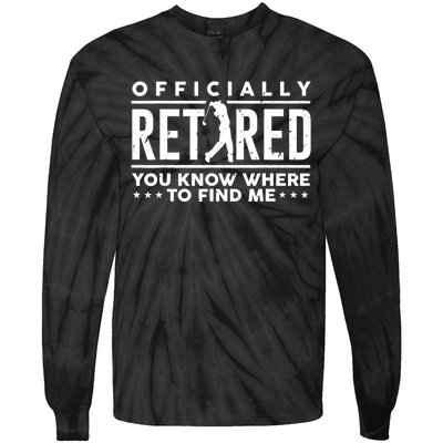 Officially Retired Gifts Golf Dad Golfing Retirement Golfer Tie-Dye Long Sleeve Shirt